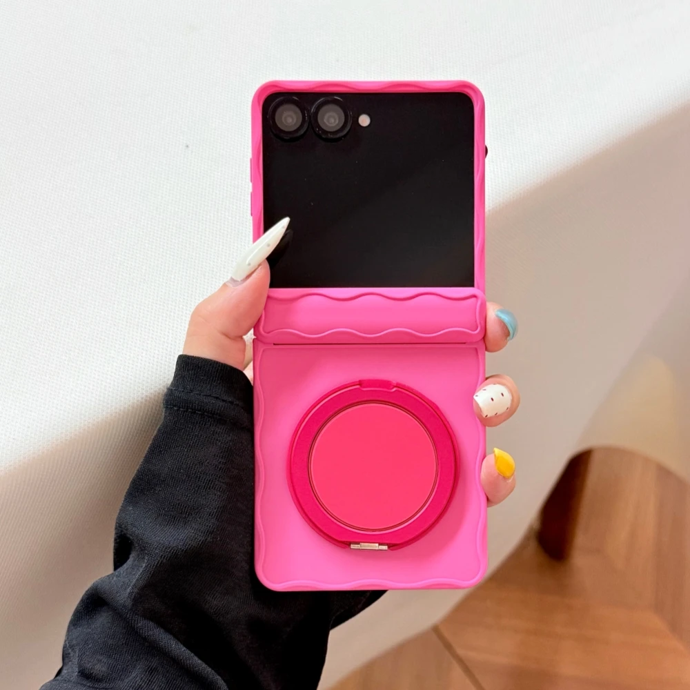 Wave Frame Silicone Matte Bracket Phone Case - Candy Color Shockproof Magnetic Back Cover