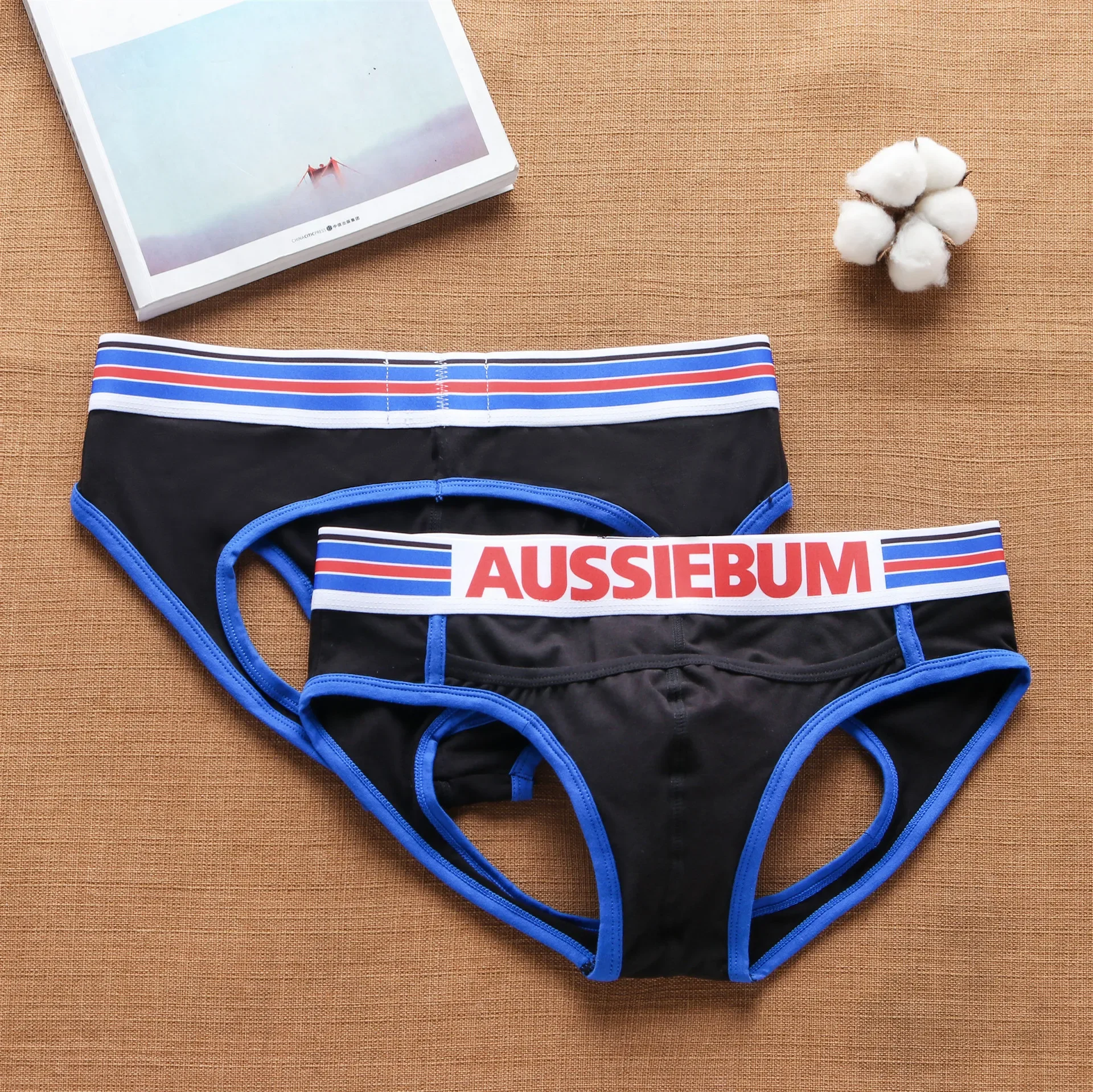 Men's back hollow pure cotton breathable comfortable back hollow briefs 4