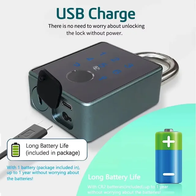 TTlock/Tuya Smart Lock Door Biometric Fingerprint Padlock Password IC Card APP Unlock Electronic Lock cerradura inteligente 4
