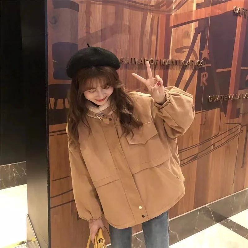 Lamb Wool Jacket For Women In Autumn And Winter Plush And Thickened 2024 New Korean Loose And Versatile Cotton Jacket Commuting