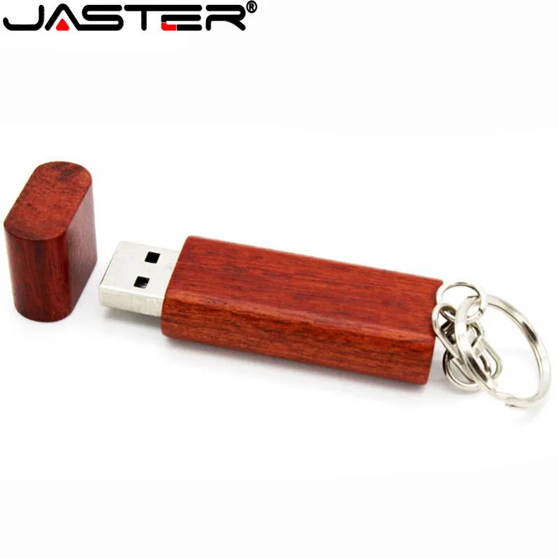 JASTER Wooden USB flash drive Free custom logo Pen drive 32GB 64GB USB 2.0 16GB Free key chain Memory stick wedding gift U disk