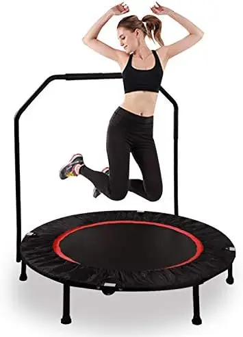 

Mini Trampolines Rebounder for Adults, Foldable Fitness Trampoline with Adjustable Handle for Indoor/Garden/Workout, 40" Red