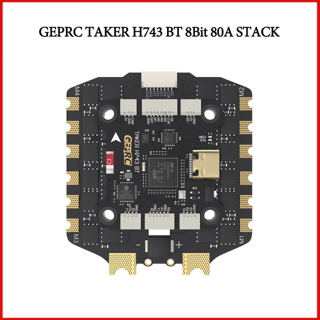 GEPRC TAKER H743 BT 8Bit 80A Stack with 5V 3A+12V 2.5A Dual Independent BEC for FPV Drone Assembly Accessories for Air Unit 1
