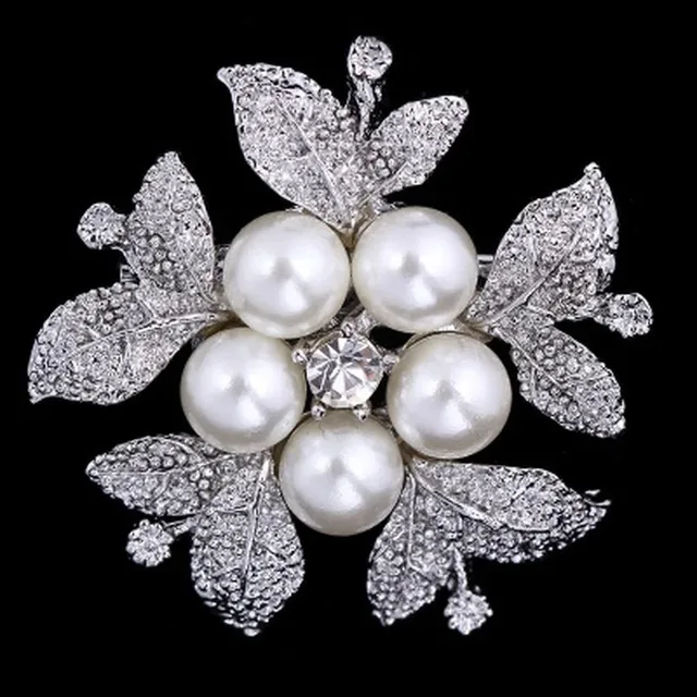 New Bridal Wedding Accessories Simulated Pearl Rhinestones Flower Brooches Women Elegant Fashion Brooch Pins New Jewelry Brooche 3