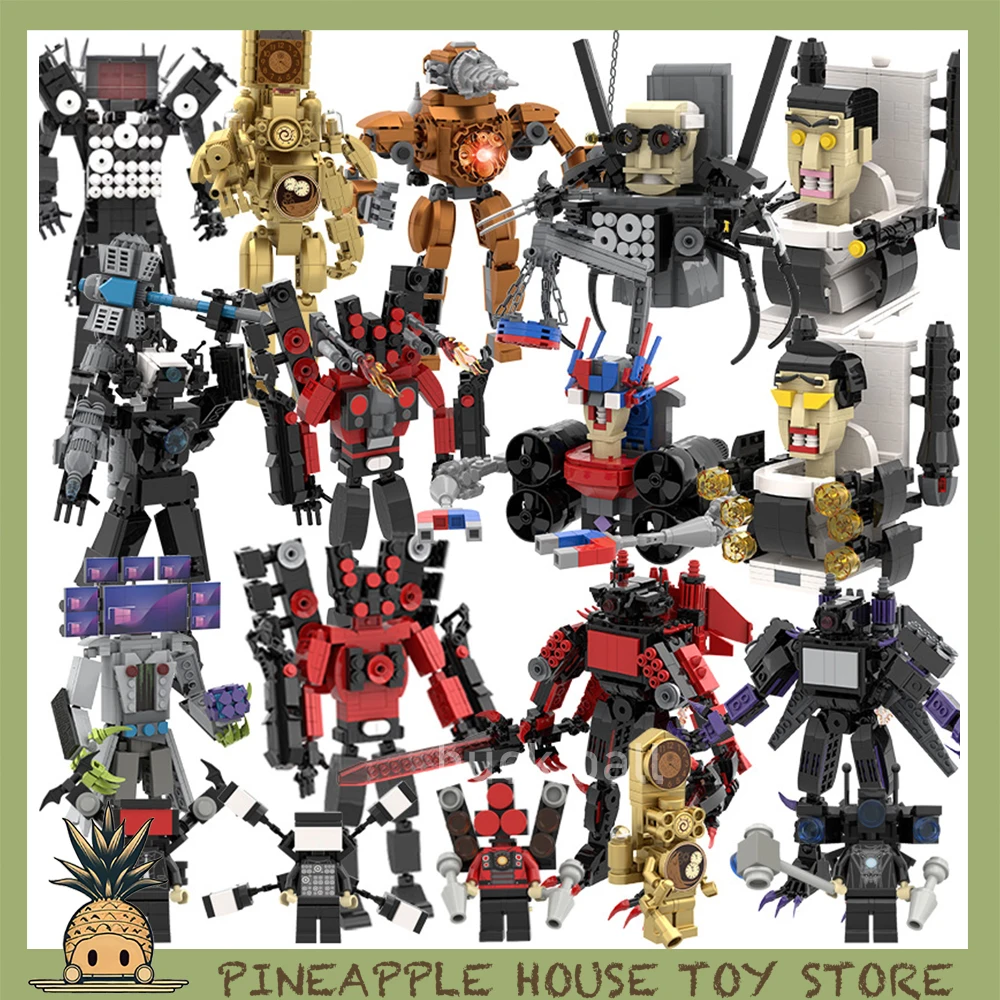 MOC New Skibidi Toileted Giant Titan TVman Upgrade Speakerman Building Blocks Animation Figure Model Toys for Kids Ideas Gifts Christmas