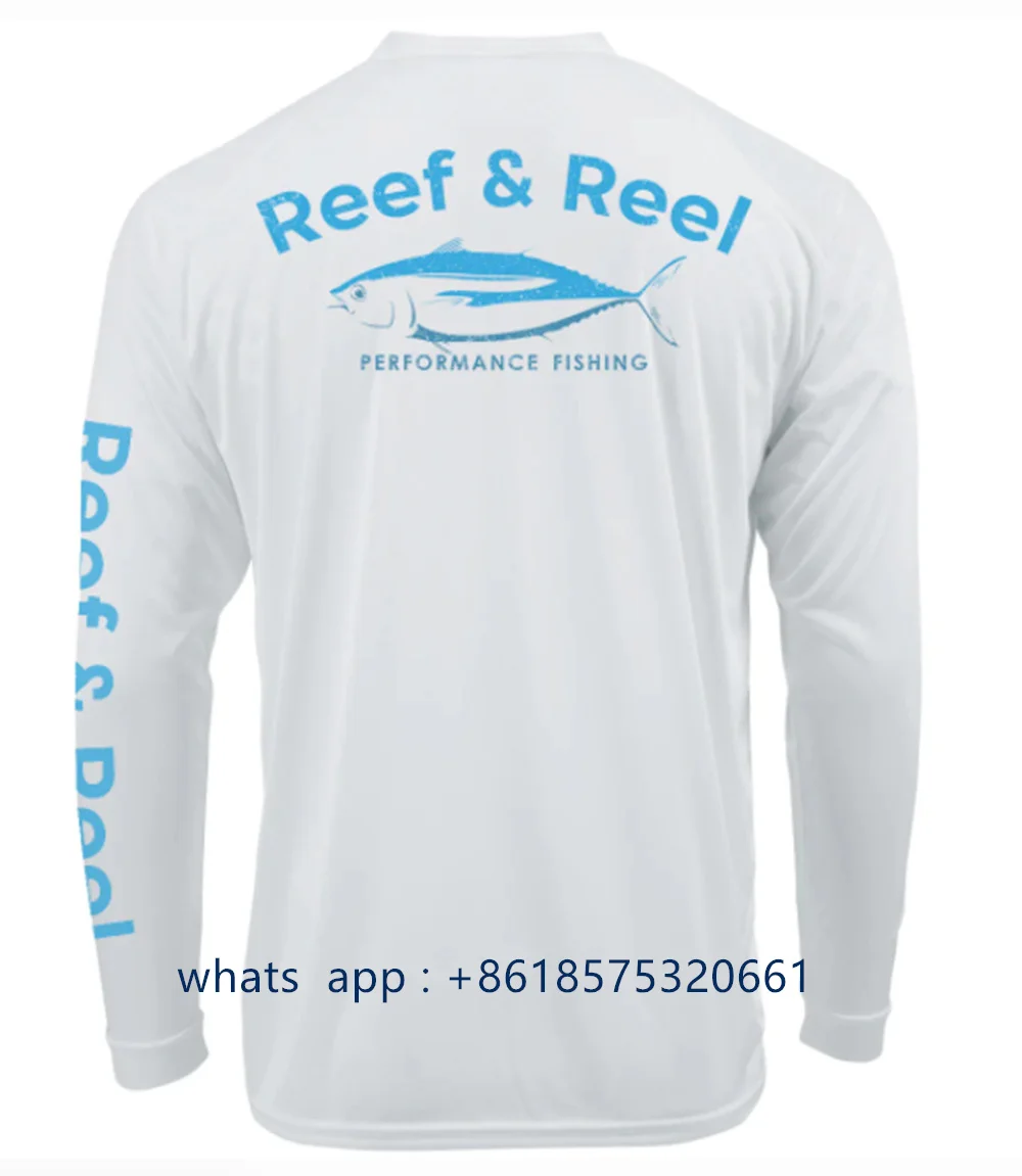 Men Reef Reel Quick Dry Fishing Shirt Long Sleeve Performance Protection UV  Shirt Camisa De Pesca Custom Logo Fish Clothing