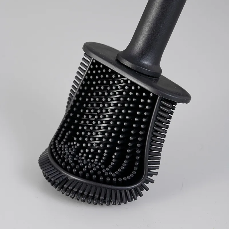 Brosse de toilette amovible à long manche avec support, nettoyant de coins, poteau en métal ou en plastique, noir, luxe, sans fréquence