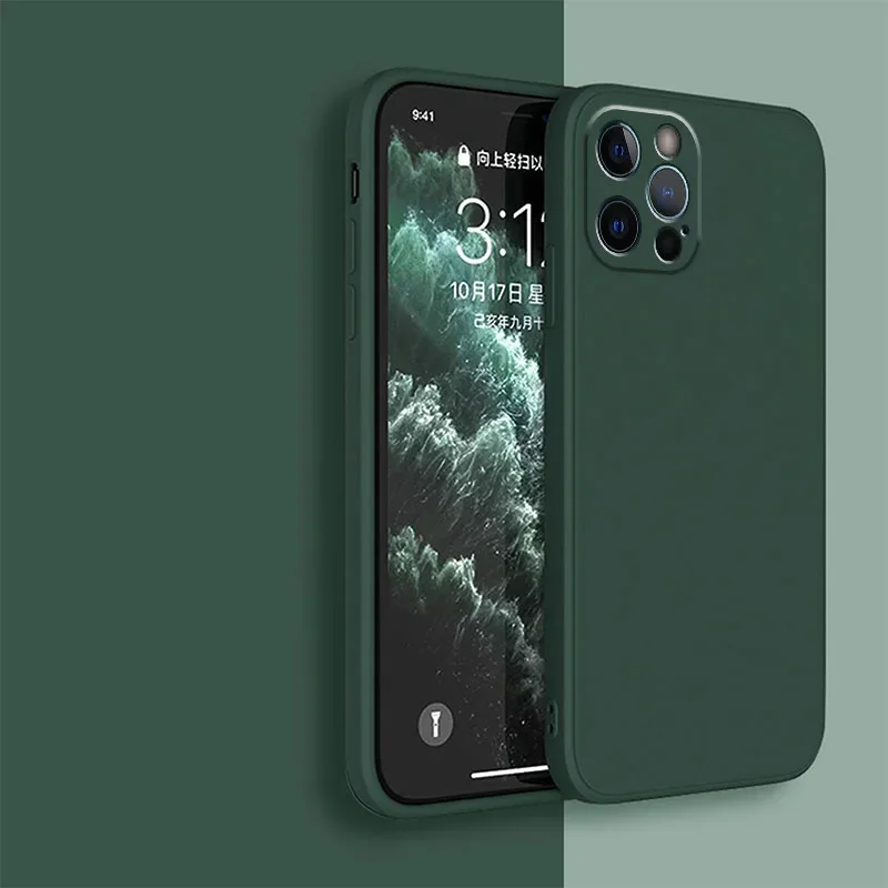 Sleek Black Liquid Silicone Phone Case - Soft and Durable Back Cover
