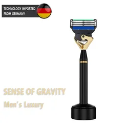 Men Manual Care Metal Golden Handle 5-layer Stainless Steel Safty Shaving Razor Blade Suit For F5