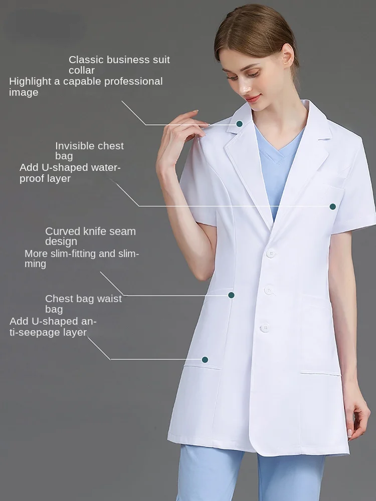 High-end anti-wrinkle chemistry lab white coat overalls female medical special medical student doctor long-sleeved division
