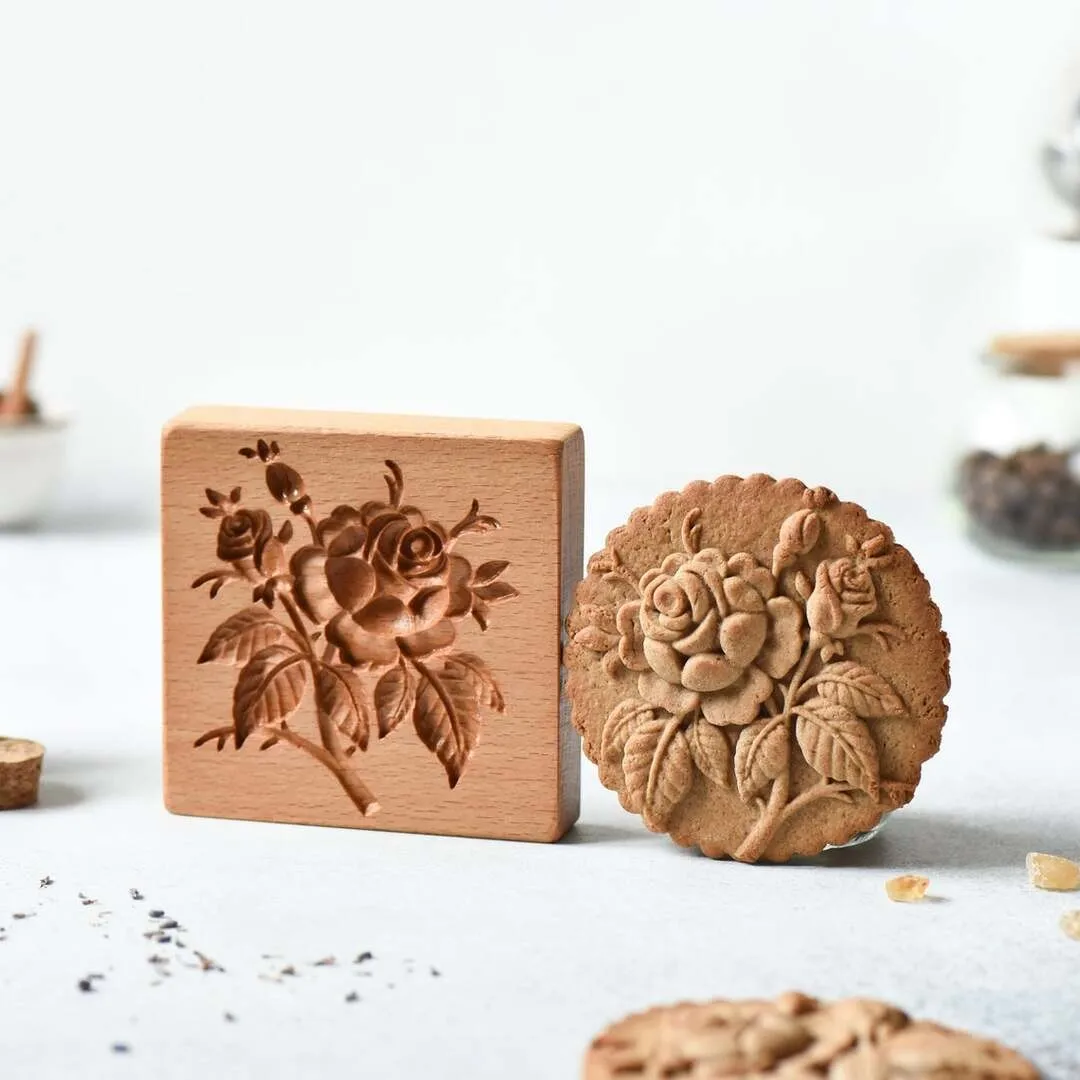 Baking Mold,Cookie Mould,Cookie Printing Mold,Cookie Maker Press Kit Wooden Cookie Mold Household Gingerbread Cake Mould Press 3D Biscuit Embossing Molds Bakery Gadget Baking Tool Kitchen Supplies