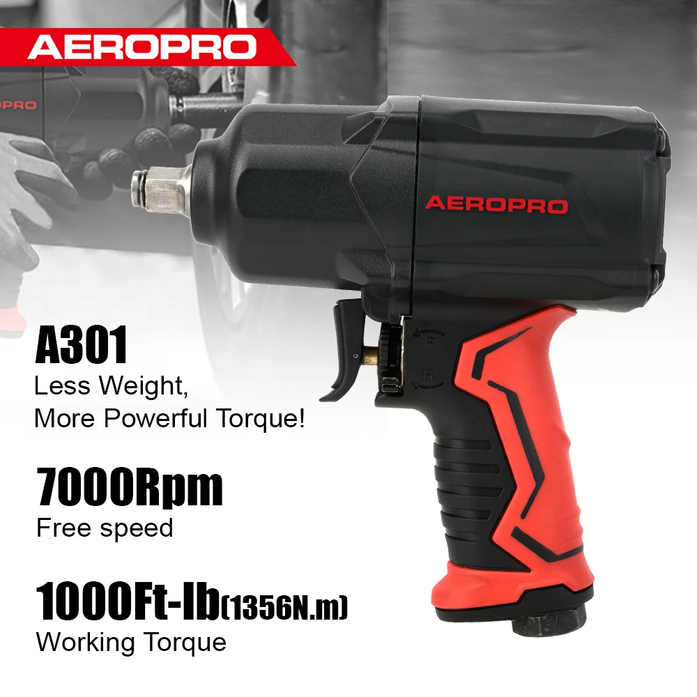 AEROPRO 1/2'' Twin Hammer Air Impact Wrench 1356N.M High Torque Tire Removal Tool Pneumatic Power Tools For Vehicle Trucks A301