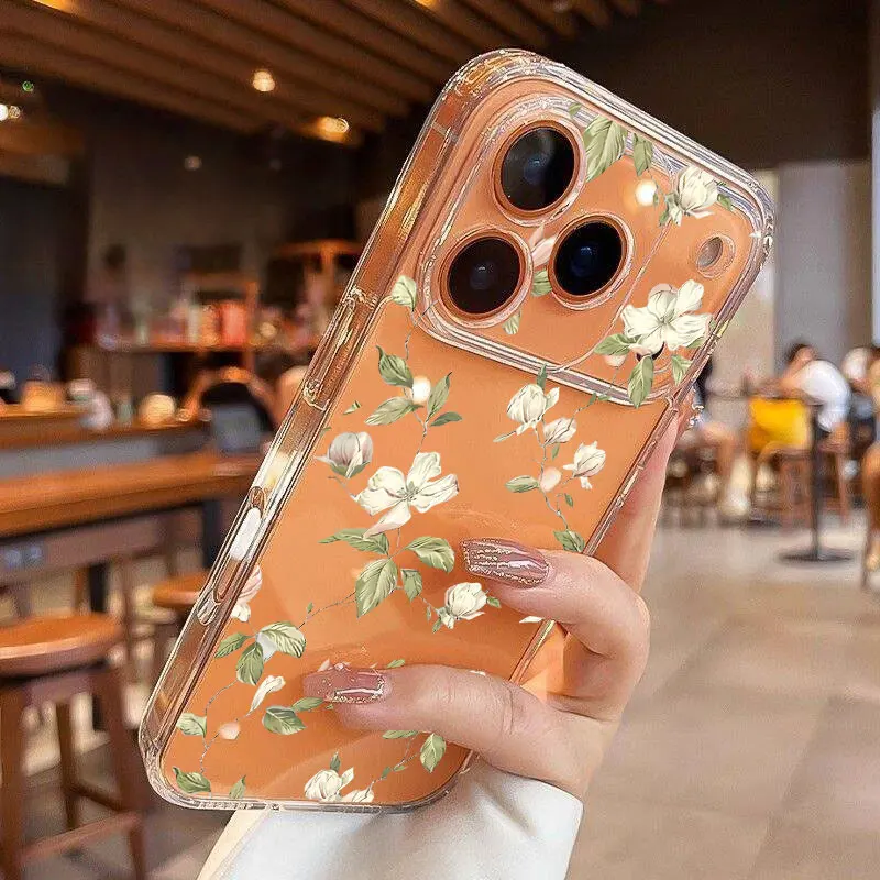 Trendy Leaves Flower Clear TPU Phone Case