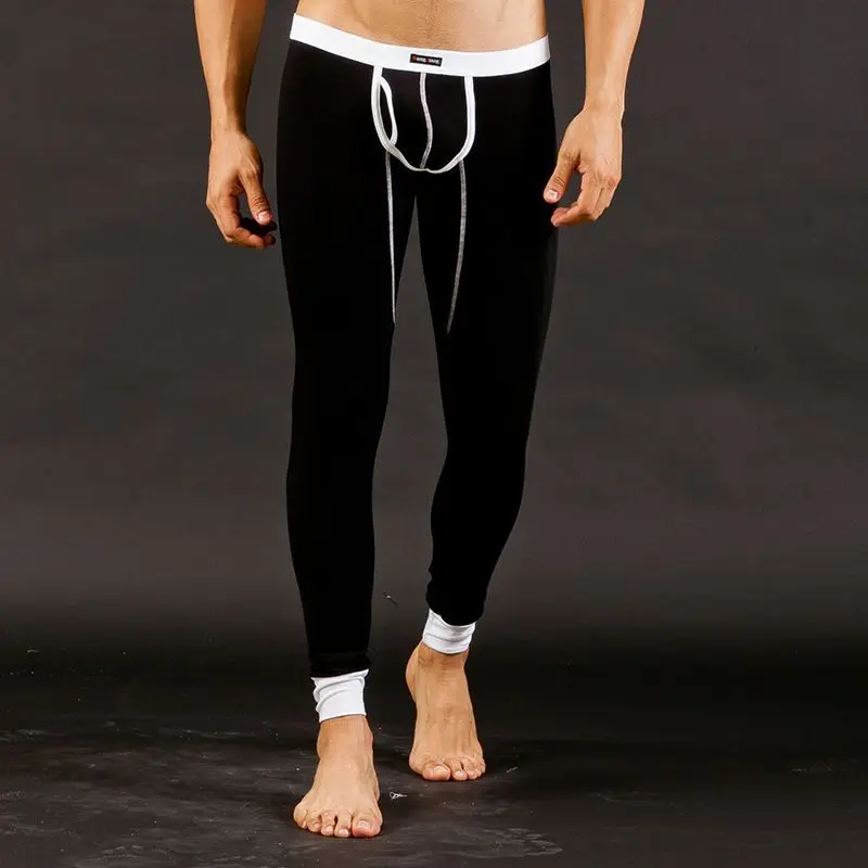 Men Thermal Slim Fit Long Johns Thin Low Waist Viscose Big Bag Leggings Comfortable Warm Pants U Pouch Underwear Erotic Lingerie