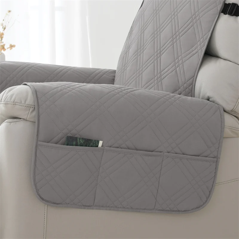 1seater Waterproof Recliner Cover Solid Color Quilted Armchair Slipcover Pet Kids Accent Couch Cushion Living Room Hotel Home 3