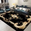 Large Area Black Persia Carpet for Living Room Decoration Home Sofa Table Area Rug Bedroom Cloakroom Floor Mat Non-slip Washable 4