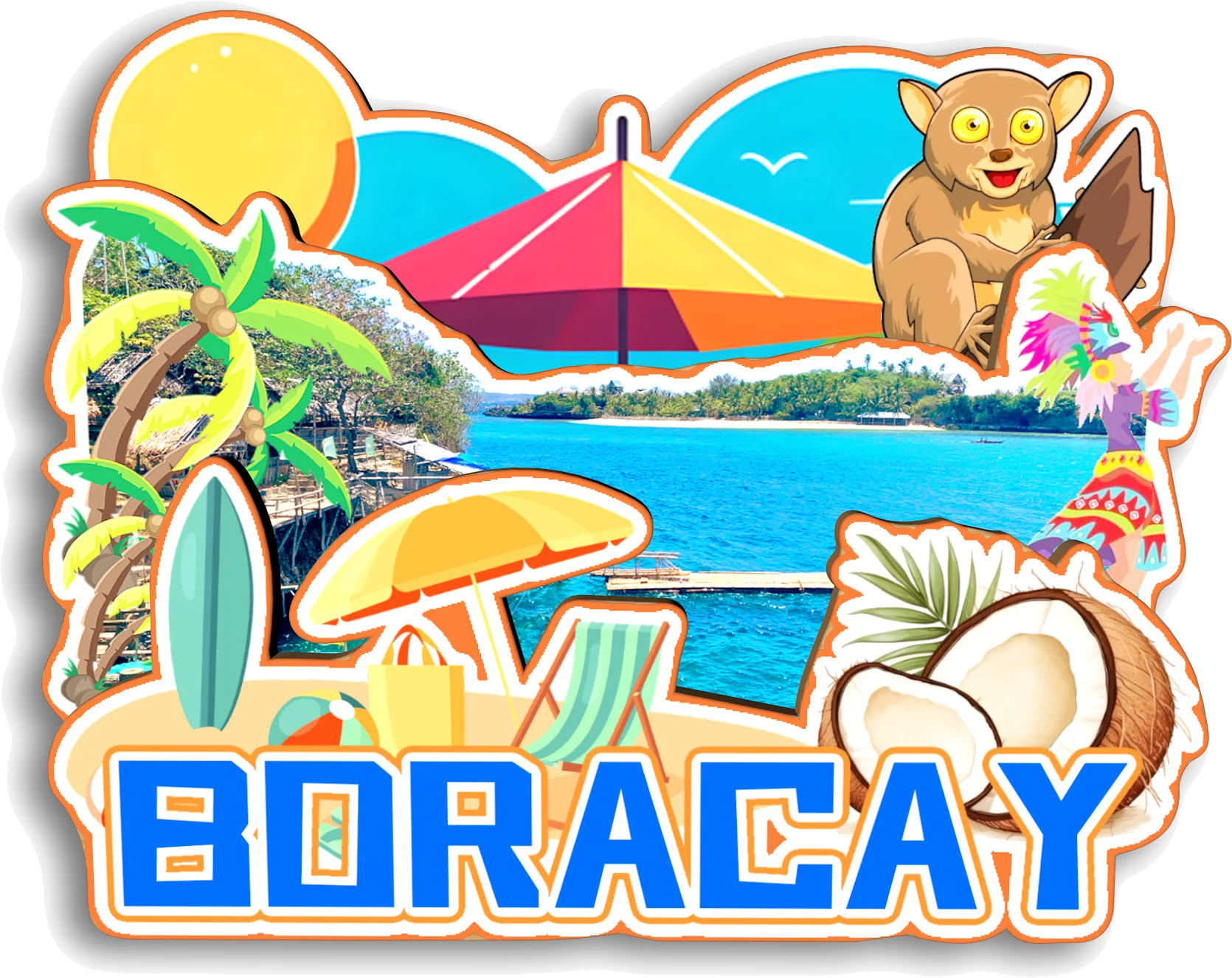 Magnete Da Frigorifero 3D – Pappagallo Boracay Filippine – Artigianato In Resina, Souvenir Da Viaggio, Regalo Originale