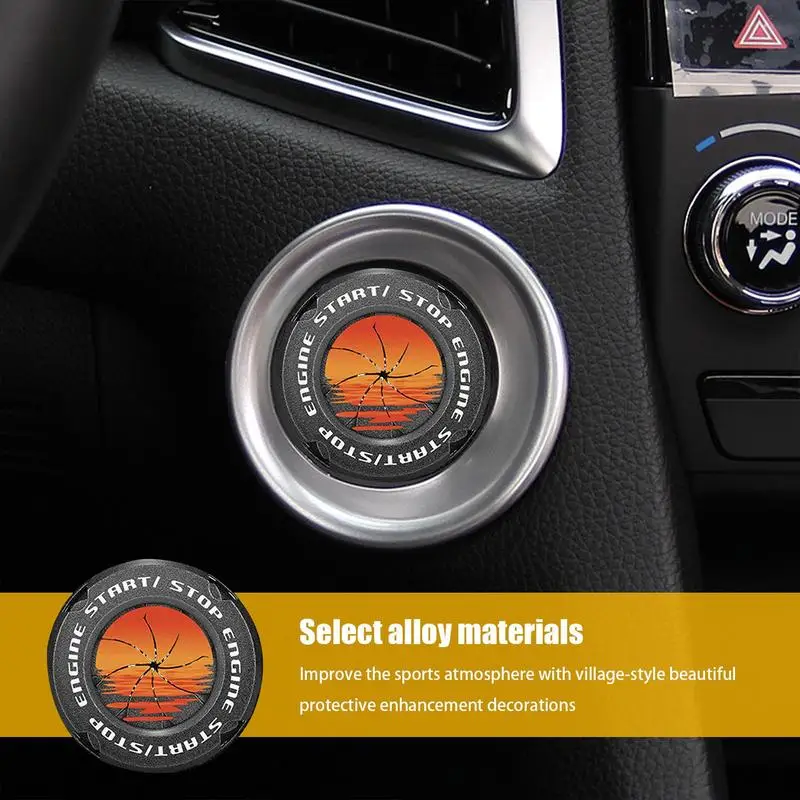 푸시 투 스타트 단추 커버, 엔진 시동 단추, 금속 보호대 멋진 자동차 장식, 실내 장식 스티커, 여성용 자동차 데칼