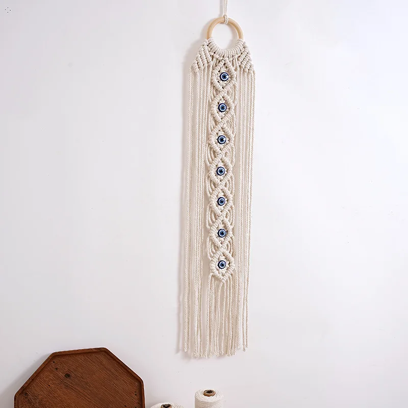 Macrame Wall Hanging with Lucky Eye Turkish Evil Eye Cotton Woven Tapestry for Home Decor Bedroom Decoration Housewarming Gift 5