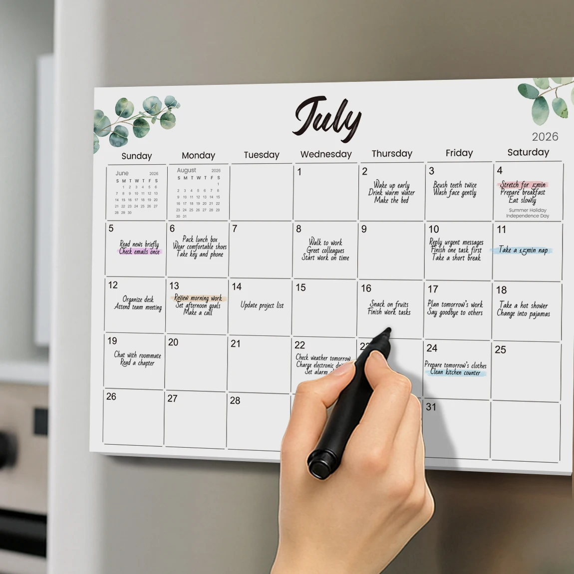 Magnetic Minimalist Monthly Fridge Calendar - Aesthetic Kitchen Organizer