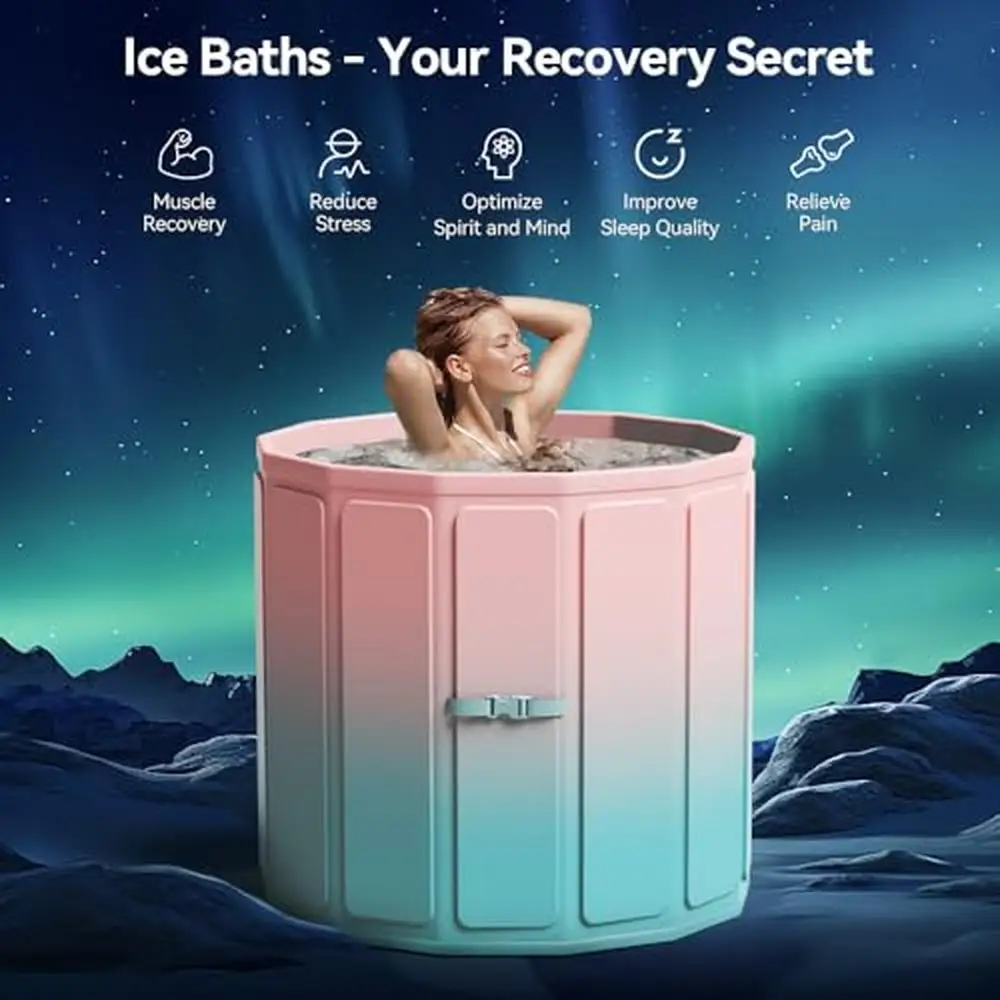 Foldable Ice Bath Tub Large Size 77 Gal Muscle Recovery Outdoors Gyms Quick Opening Portable Cold Water Therapy No Installation 3