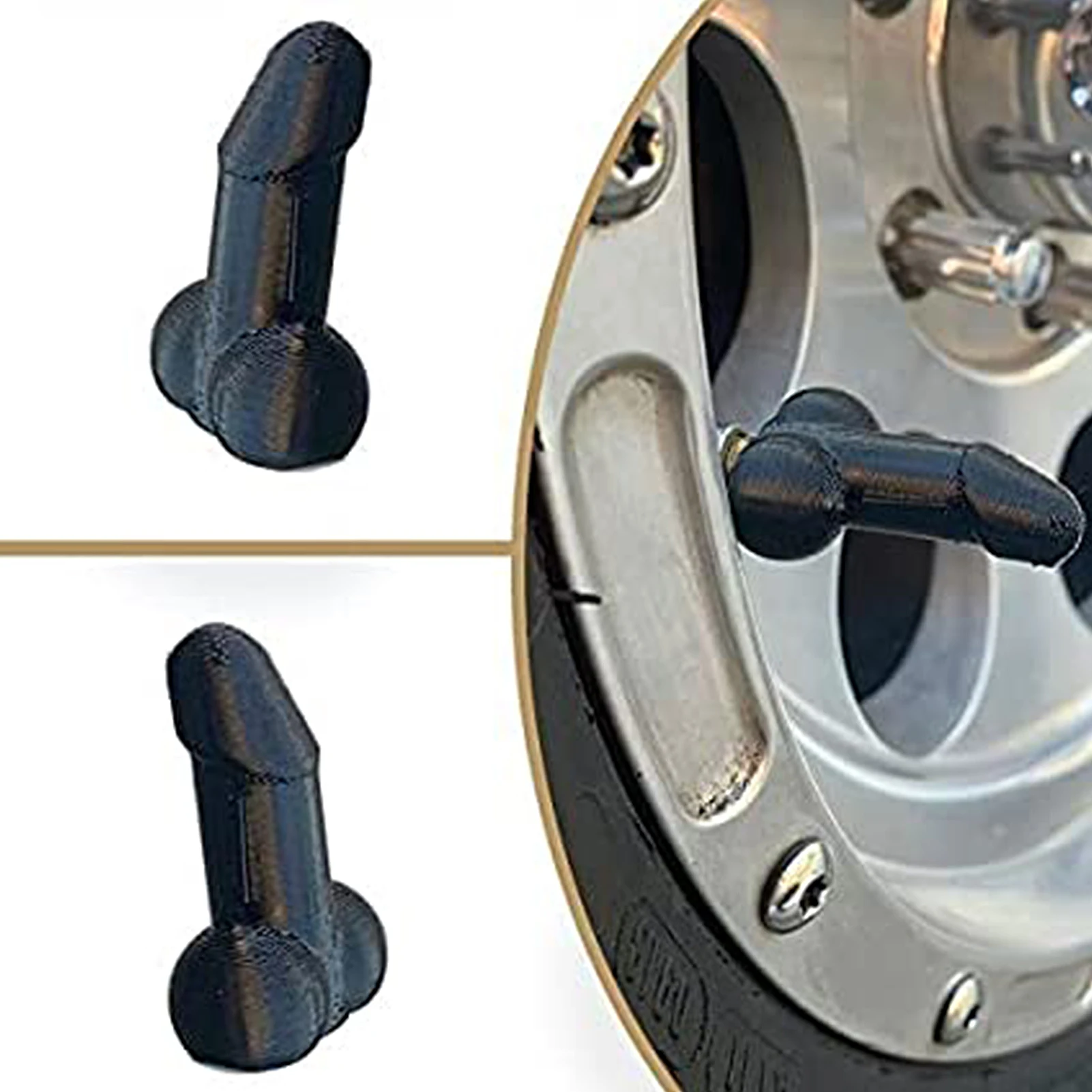 4 tapas de vástago de válvula de pene, cubiertas de vástago de neumático  con forma de broma, tapones de neumáticos novedosos en forma de pene, tapas