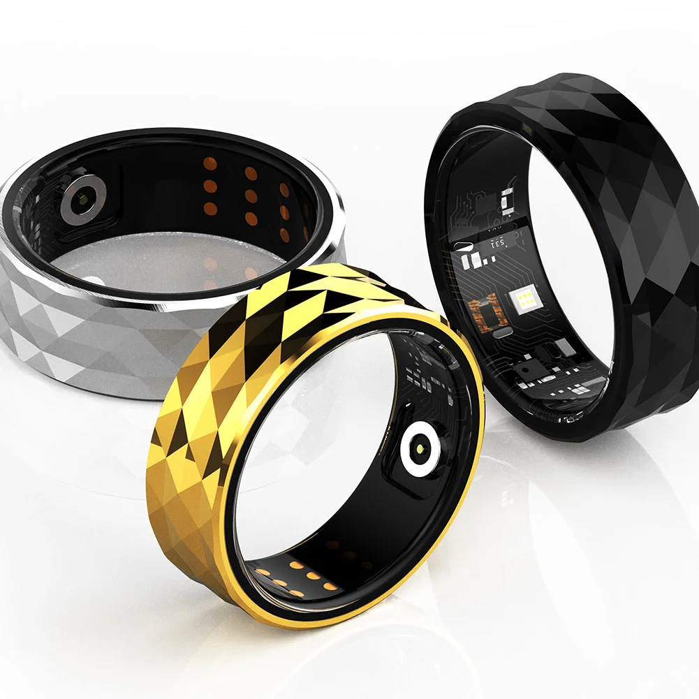 R12M Smart Ring IP68 Waterproof Health Monitor Blood Oxygen Heart Rate Sleep Monitor Step Distance Calorie Counter for Men Women