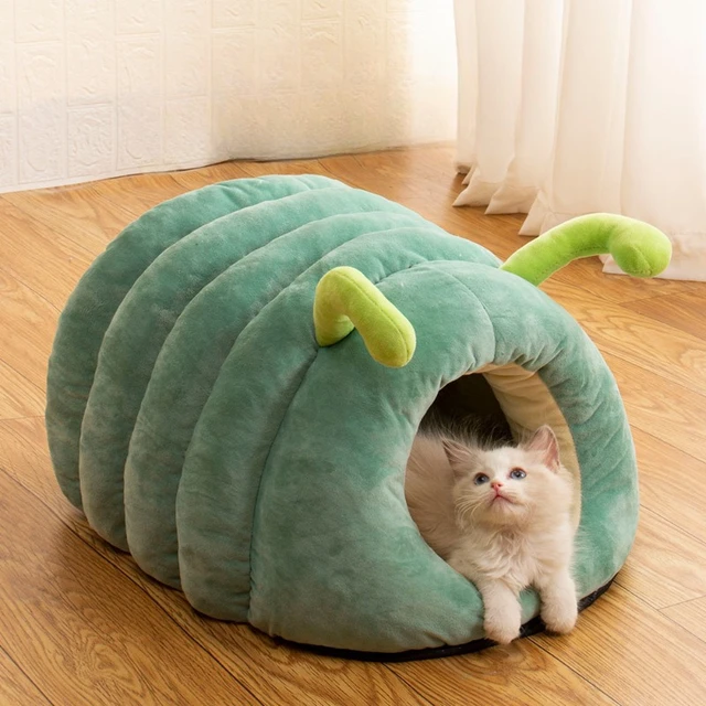 Cute Pet Nest Warm Soft Plush Cat Bed Cartoon Caterpillar Warm Thick Dog House Cat House Foldable Washable Pet Supplies Cat Tent Cute Pet Nest Warm Soft Plush Cat Bed Cartoon Caterpillar Warm Thick Dog House Cat House Foldable Washable Pet Supplies Cat Tent