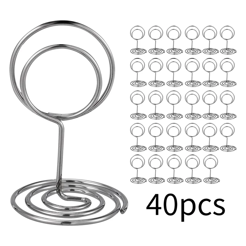 VO-40PCS 테이블 번호 홀더 장소 카드 홀더 카드 스탠드 이름 메뉴 클립 결혼식 생일 파티를위한 테이블 사인 홀더