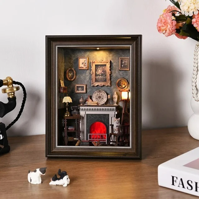 DIY Book Nook Kit Wooden Mini Doll House Photo 3D Puzzle Frame Ornament Bookshelf Insert Retro Booknook Decor For Birthday Gifts 1