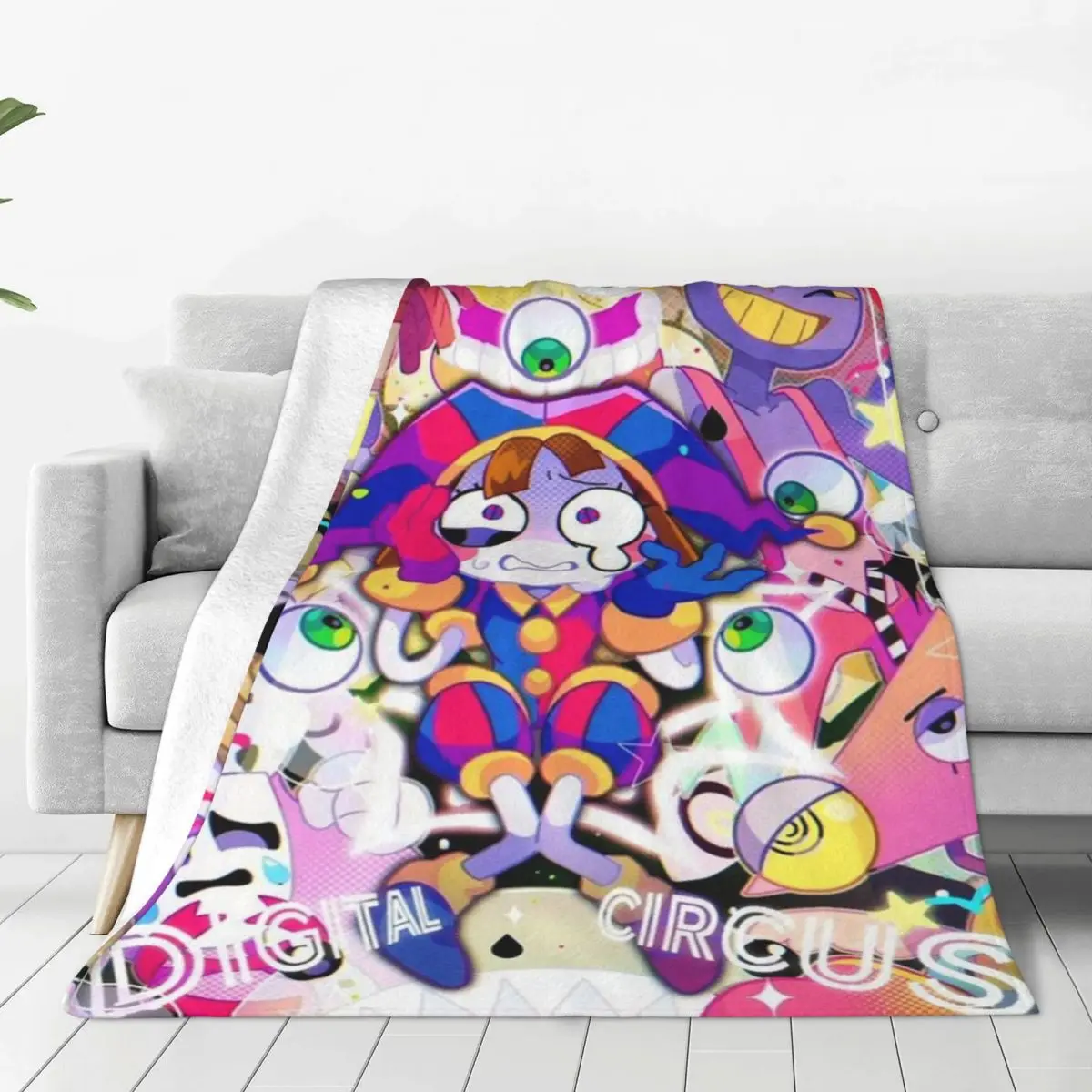 

Удивительное цифровое цирковое одеяло Pomni, коралловый флис, плюшевое зимнее портативное одеяло для постельного белья, плюшевое тонкое одеяло