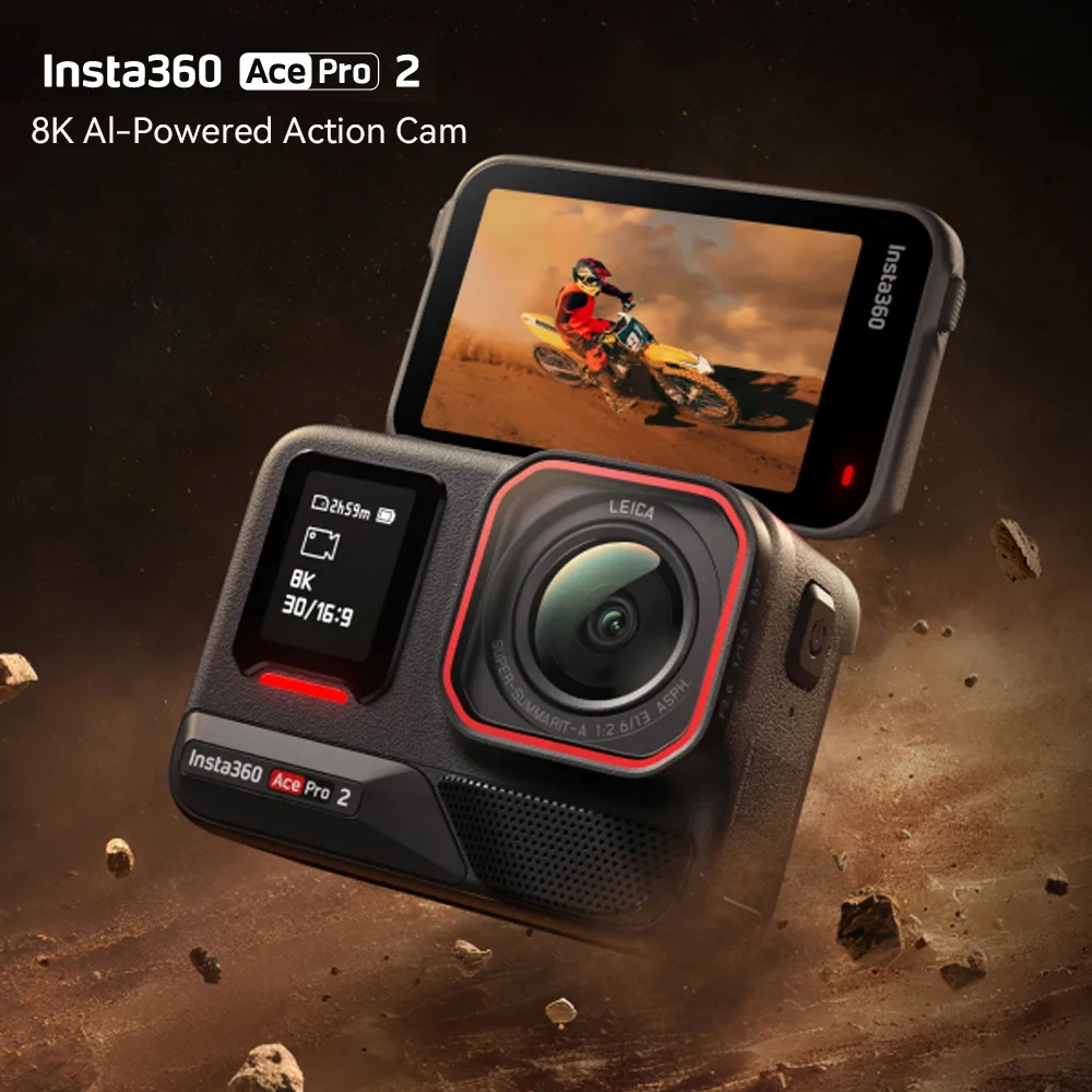 Insta360 Ace Pro 2 Pack Xplorer Grigio: Action Cam 8K Impermeabile, Co-ingegnerizzata con Leica, Sensore 1/1.3, doppio Chip IA. Superba in Bassa Luce, Audio Superiore, Fotografia urbana e Viaggi Insta360 Ace Pro 2 Pack Xplorer Grigio: Action Cam 8K Impermeabile, Co-ingegnerizzata con Leica, Sensore 1/1.3, doppio Chip IA. Superba in Bassa Luce, Audio Superiore, Fotografia urbana e Viaggi