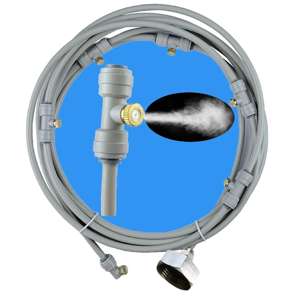 

Grey Misters For Outside Patio Outdoor Misting System 8/12/16/26 M Hose With 3/4" Brass Adapter Water Sprayer Kit