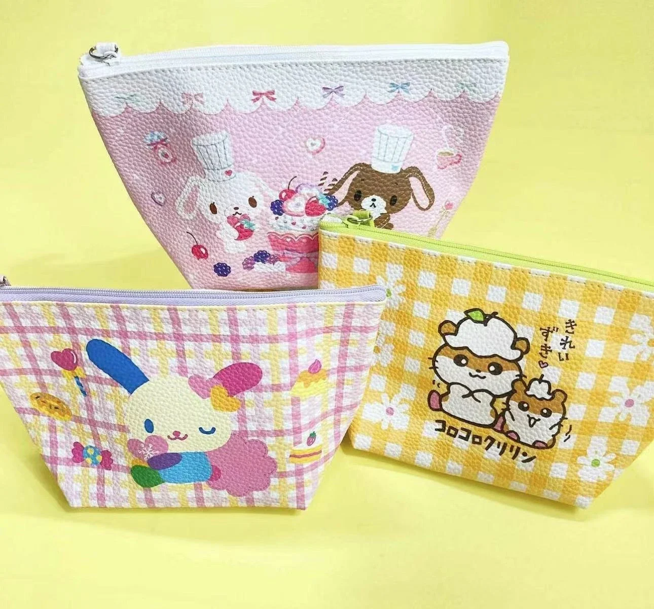 Sugarbunnies Usahana Makeup Bag Storage Organizer Kawaii Cute Cosmetic Bags Leather Cartoon Make Up Pouch Vanity Beauty Case