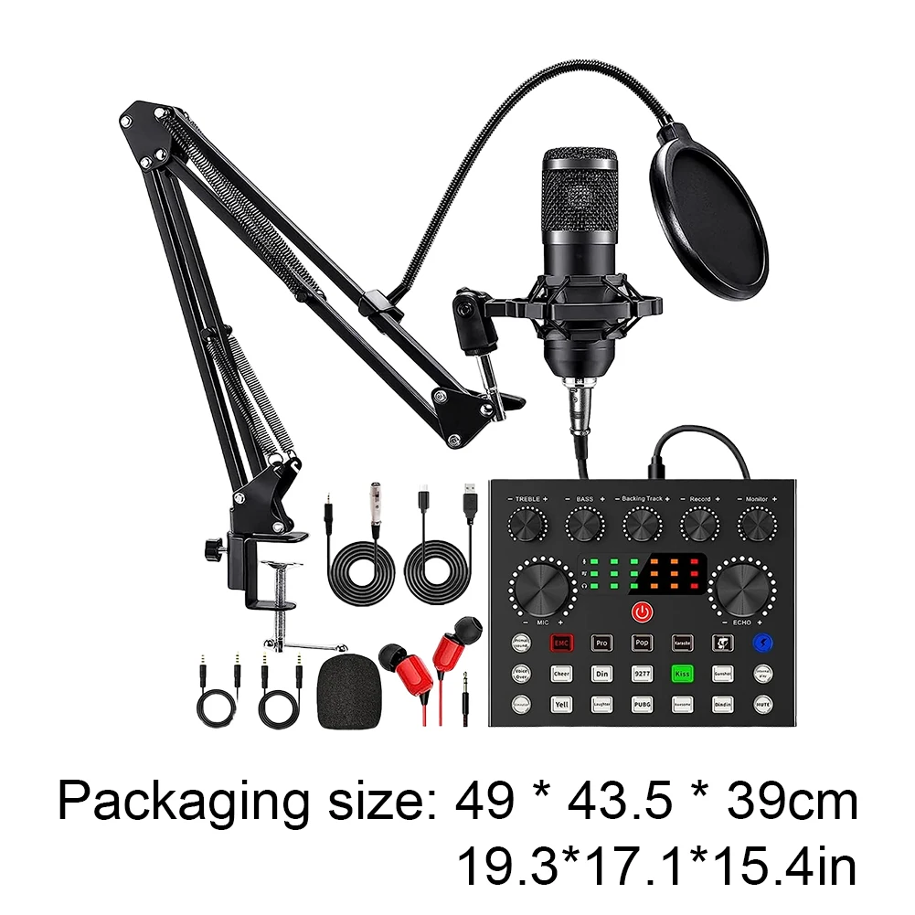 Podcast Equipment Metal Shock Mount Podcast Microphone Bundle Double-Layer Pop Filter for Recording Broadcasting Live Streaming