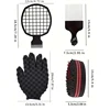 pcs Hair Sponge Set With Curl Sponge Glove, Afro Hair Sponge Barber Brush, Metal Hair Pick And Hair Twist Comb 5