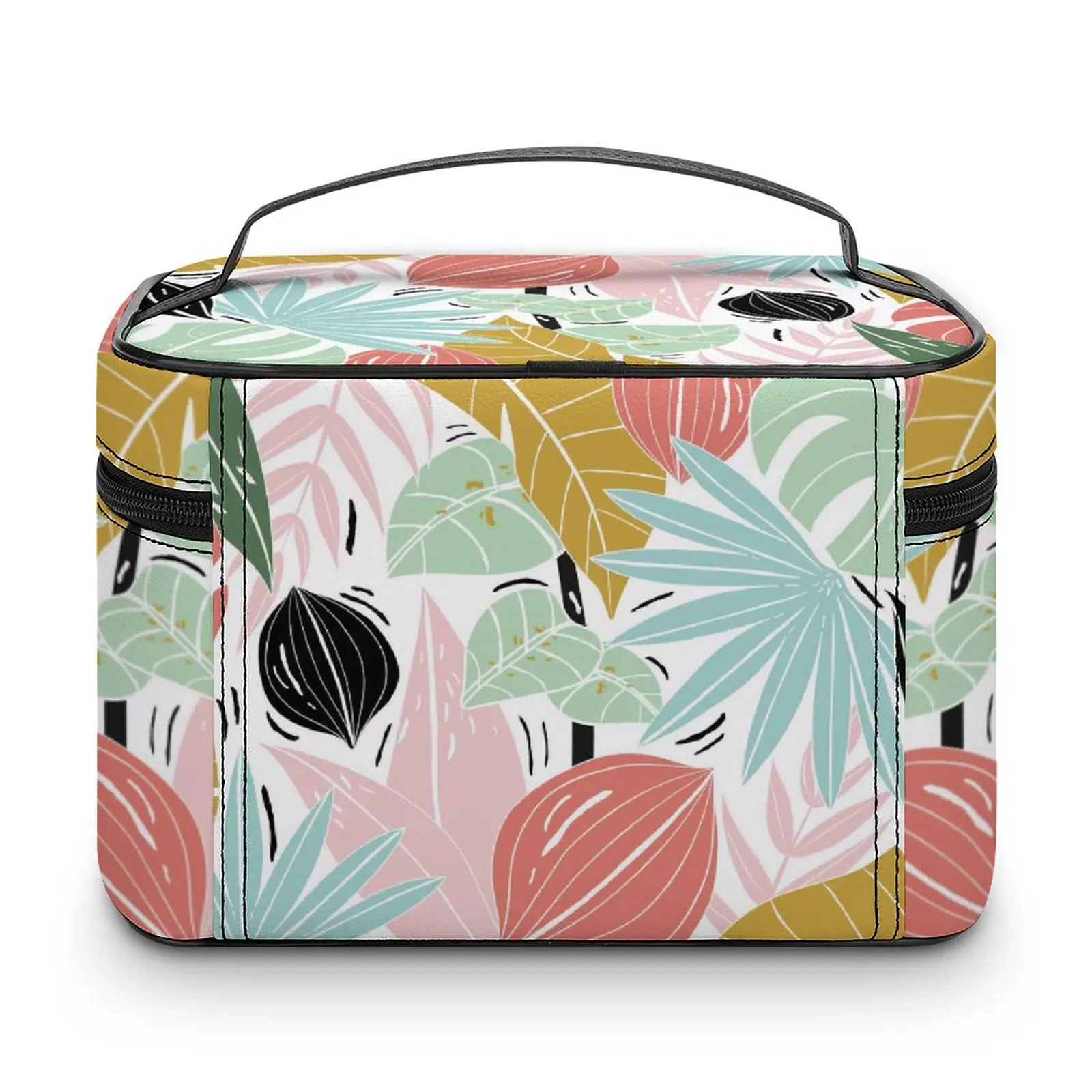 Customized Pattern Makeup Bag Outdoor Travel Makeup Bag Colorful Leaf Print Cosmetic Bag Toiletries Organizer Storage Wash Bag