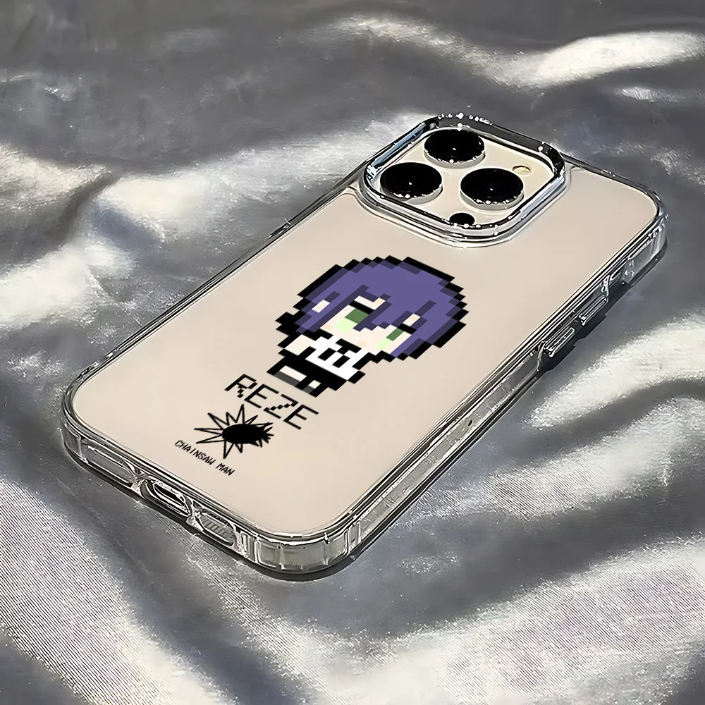 Pixel Cartoon Chainsaw Man Clear Soft Phone Case