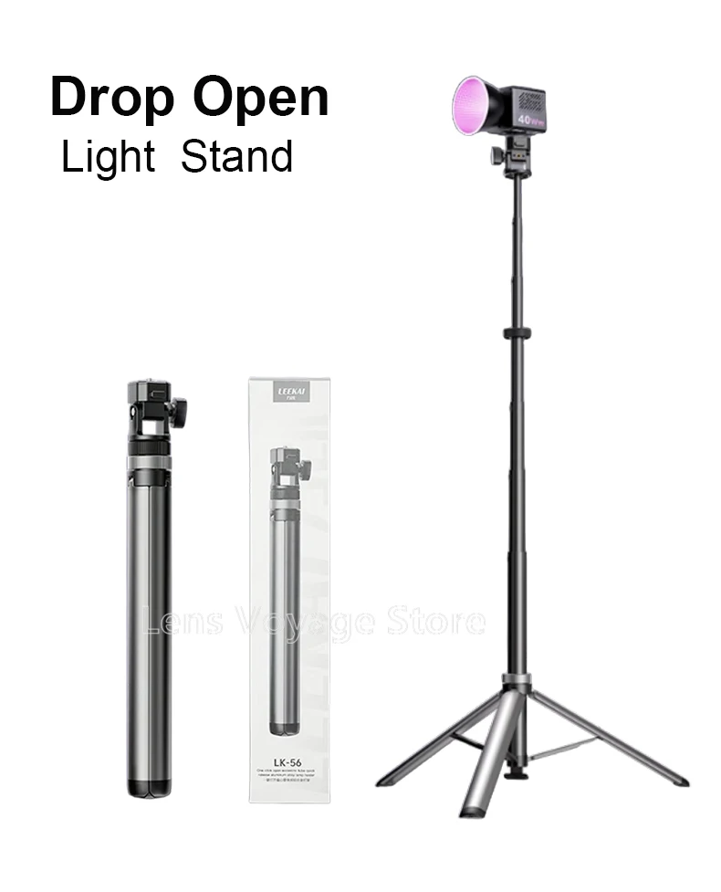 LEEKAI Drop Open Photography Light Stand Max Load 10kg Aluminum