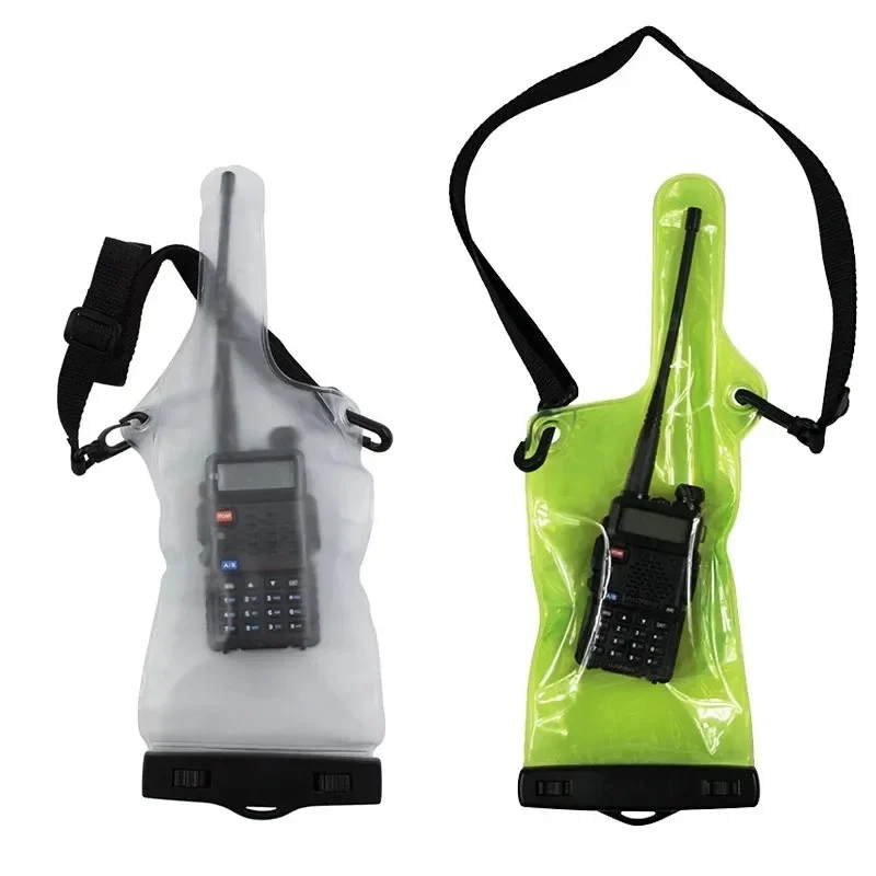 Portable PVC Waterproof Bag Case Pouch for Walkie Talkie Two-Way Radios Adjustable Strap Protector Cover Holder with Lanyard