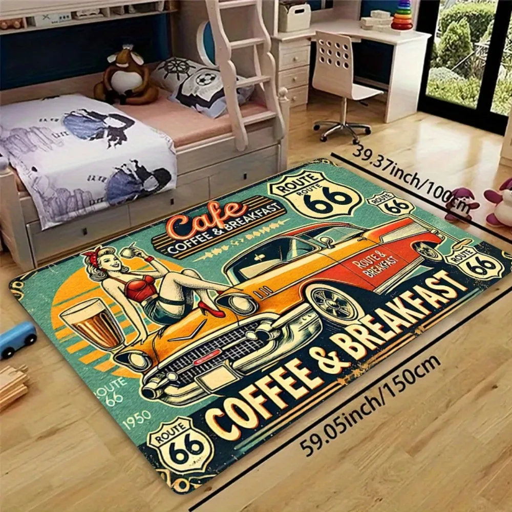 VIKAMA 레트로 루트 66 레스토랑 카페 도어매트 주방, 욕실, 현관 및 파티오 입구에 적합 추수감사절 장식