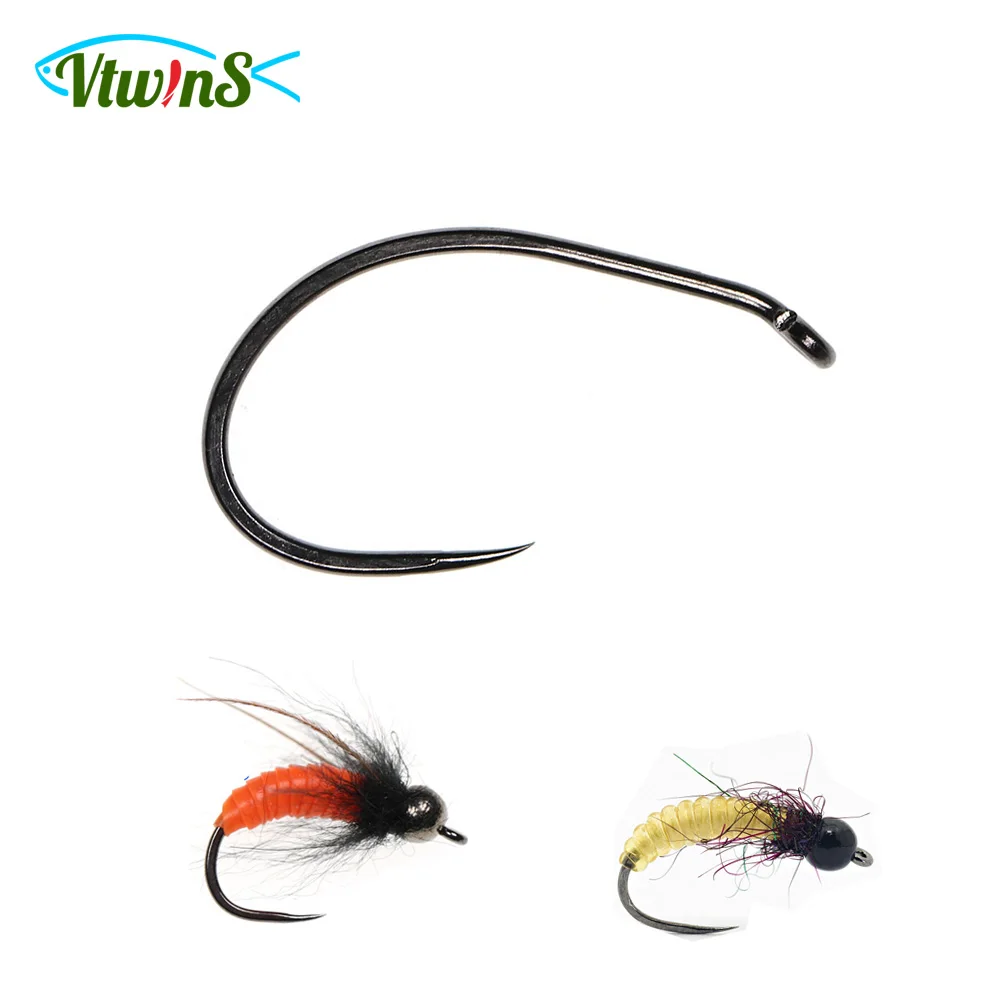 Vtwins 30PCS Fly Fishing Hooks Black Nickel Finish High Carbon Steel Curved  Nymph Scud Pupa Fly Tying Hook Fishing Accessories - AliExpress
