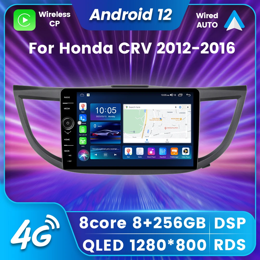 

Автомобильная Умная Система Android 13 GPS-навигация для Honda CRV CR-V 2012-2016 мультимедийный плеер Carplay Auto 4G LTE BT 2Din универсальный