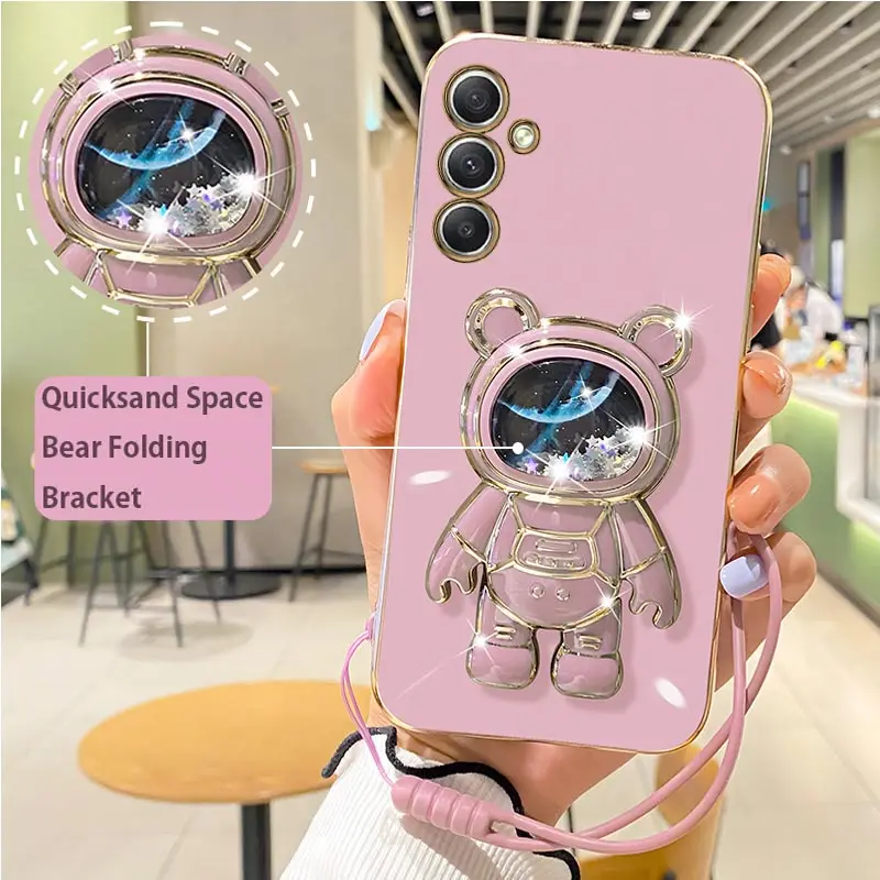 Étui avec support de sangle d'astronaute, sable mouvant, pour Samsung Galaxy A34 A21 A20S A54 5G A10 A12 A13 A14 A750 A23, A 54 34_voghion.com