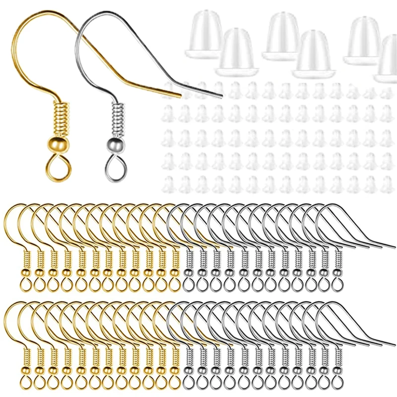 

100Pcs Earring Findings Clasps Hooks Fittings DIY Handmake Jewelry Hypoallergenic Alloy Hook Drop Earplugs Accessories Wholesale