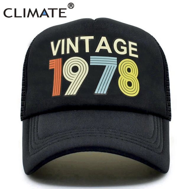 CLIMATE Vintage 1978 Cap 1978 Vintage Trucker Cap Men Retro 40th Birthday Gift Baseball Caps Black Cool Trucker Caps Hat 1