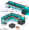 SEDETA L Shaped 66" Home Office Desk File Drawer Power Outlet Corner Computer Desk with Monitor Shelf Printer Storage Shelves 3