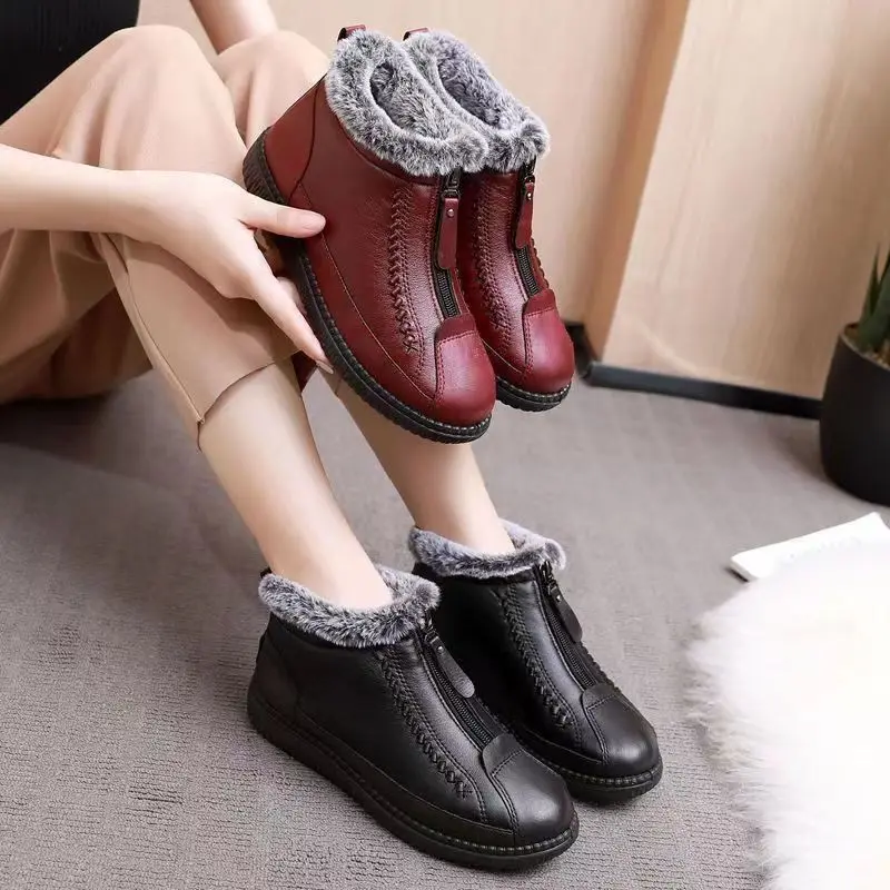 

Cold Resistance -30℃ Women & Girls Snow Boots Female Antiskid Winter Shoes Warm Soft Leather Sports Casual Sneakers Size 35-41