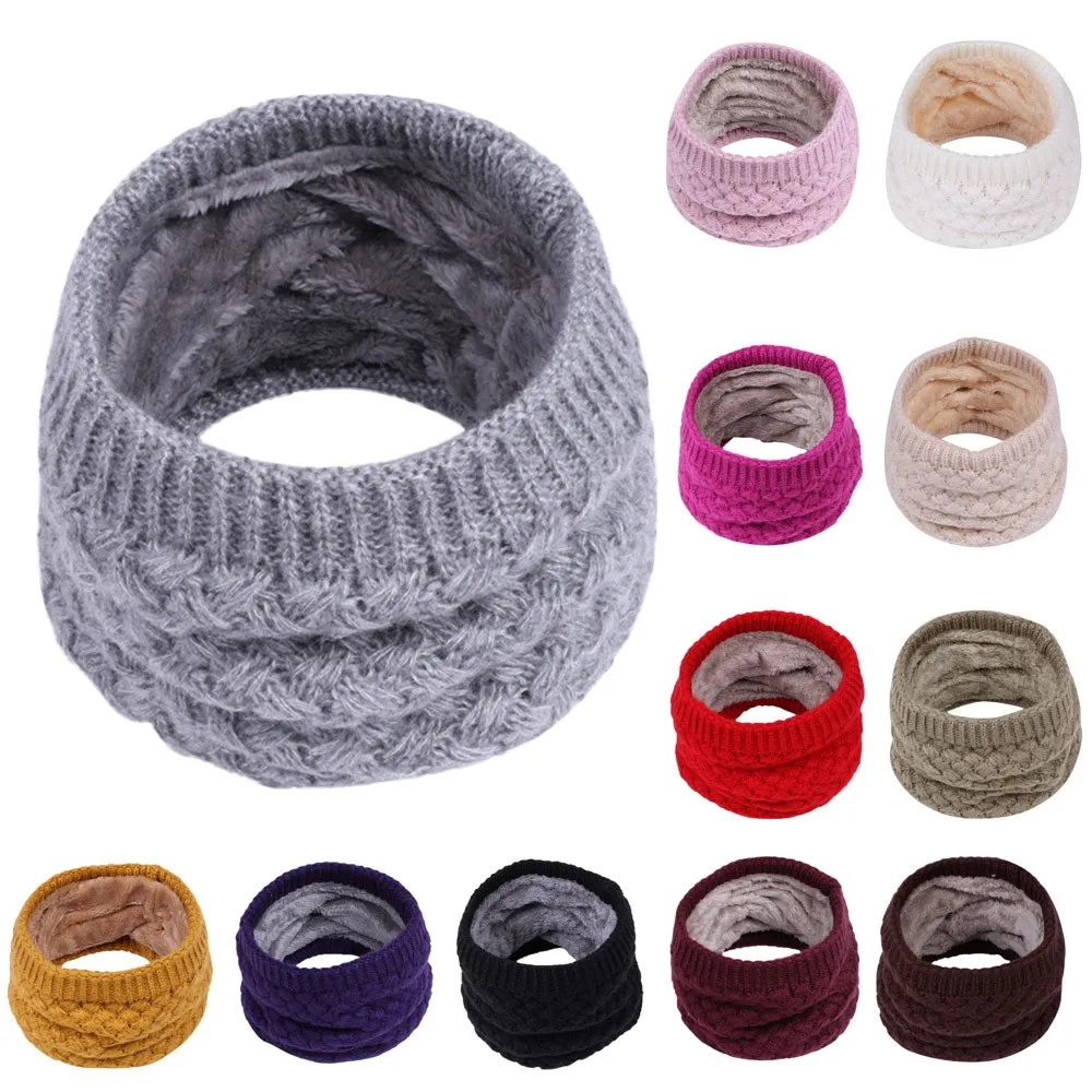 3-15 Years Kids Winter Scarf For Children Knitted Baby Ring Scarf Children Scarf Neck Cotton Thickened Collar Scarves For Girl 2