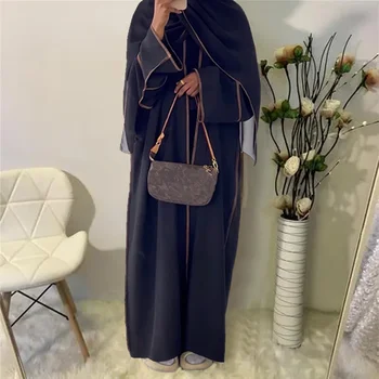 Abayas for Women Double Layers Open Cardigan Kaftan Stitching Dubai Luxury Femme Caftan Marocain Islamic Clothing Muslim Dress